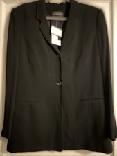 NWT Vintage Liz Claiborne Collection Black Blazer Size 16 Longer 2 Button Lined