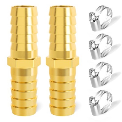 2 Pieces Brass Hose Barb Reducer 1/2 Inch To 1/2 Inch Barb Hose Id With 4 Hose C