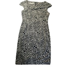 Evan Picone Abstract Animal Print Sheath Dress 8 Back Zip Office Chic Statement