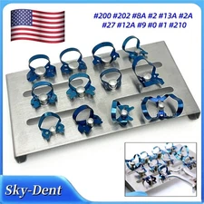 12pcs Endodontic Rubber Dam Clamp Dental Clamps Instruments with Sliver Tray