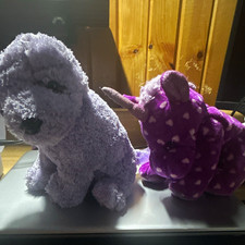 Lot of 2 Purple/White Unicorn Stuffed Animals Plush Small 6-14 in Ages 4-7