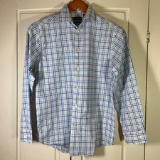 Chaps Boys Pastel Plaid Stretch Button Down Shirt L 14-16 School Preppy Easter