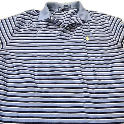 Polo Ralph Lauren Shirt Mens Large Blue Striped Long Sleeve Casual Soft Comfort