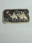 .999 Fine Silver  Bar 1 oz 1975 Christmas Three Wise Men bullion  Madison Mint