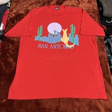 Vintage San Antonio Shirt Mens XL Red USA Made Desert Dog Graphic Texas 90s