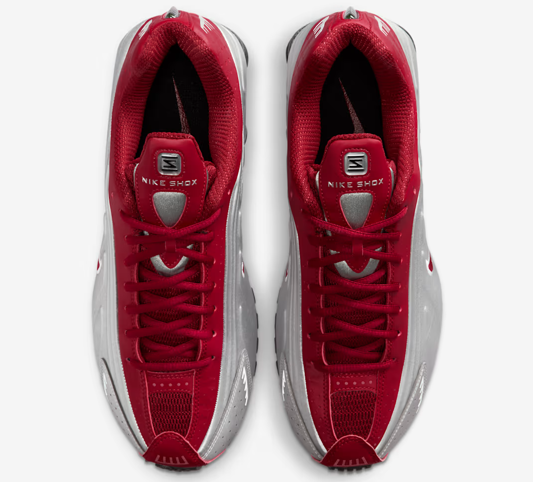 Nike Shox R4 Shoes Metallic Silver Black Team Crimson Men's | Size