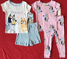 New BLUEY  BINGO 4 pc Pajamas Set Girls 2T 4T DOGS Tops Shirts Shorts Pants NWT