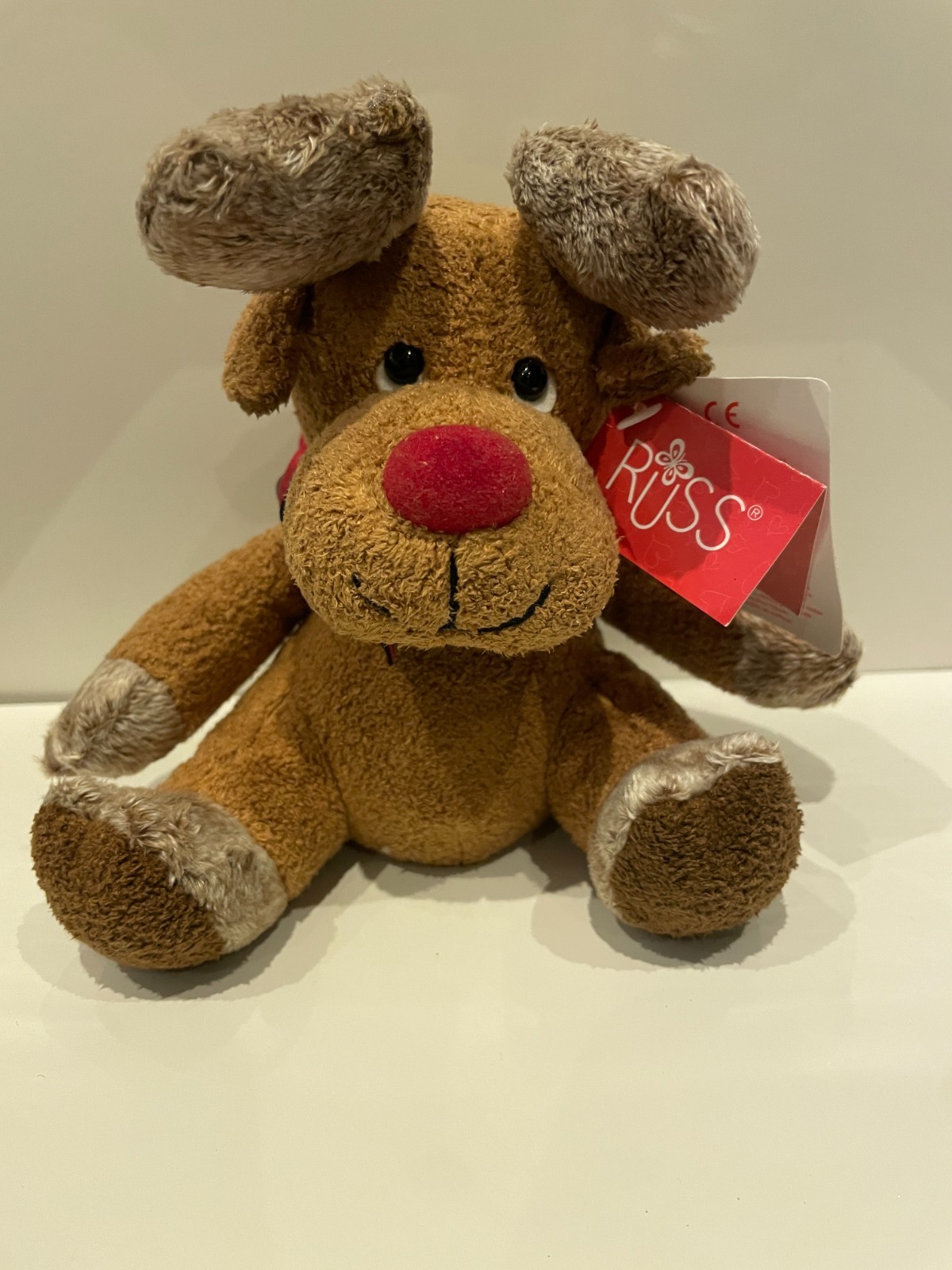 Russ Berrie Luv Pets Blinker Reindeer w/ Tartan Scarf 7"" TALL ****NEW