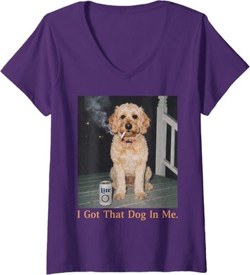 I Got That Dog in Me Funny Golden Doodle Meme Ladies' V-Neck Tshirt