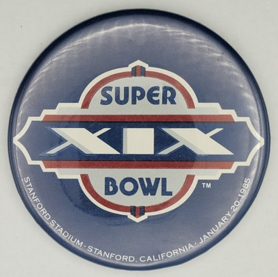 Vintage 1984 Super Bowl XIX Pinback Button by Asco at Stanford Stadium CA