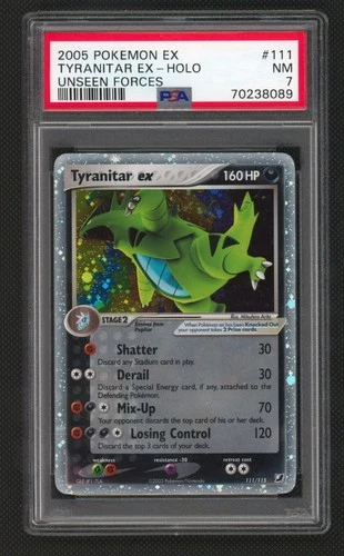 Tyranitar ex Holo Pokemon Card Unseen Forces 111/115 ARK BGS PSA 7