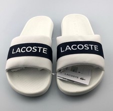 Lacoste Mens Croco Textile Logo Slides - White / Navy - 7-41CMA0007042 