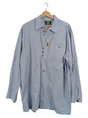 OS-Trachten Trachtenhemd Herren Gr. 43/44 Blau Baumwolle Langarm