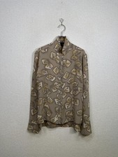 Rare Fendi Zucca Pattern Sheer Blouse High Neck Italian Made Women's Size 42
