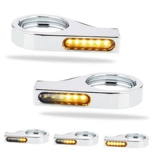 Motorcycle Fork Mounted LED Turn Signals 39-41mm Switchback Chrome Amber