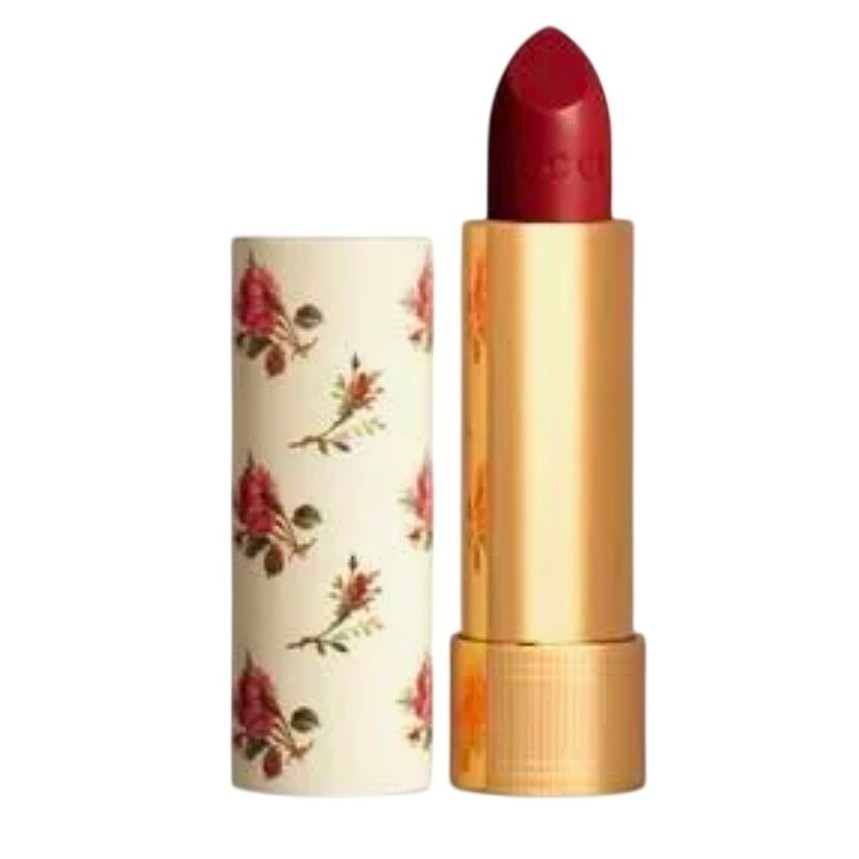 Gucci Rouge a Levres Voile Sheer Lipstick 502 Eadie Scarlet Red Floral 3.5g NEW