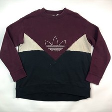 Adidas Originals Burgundy Multicolor Colorblock Trefoil Knit Sweatshirt Men  s L