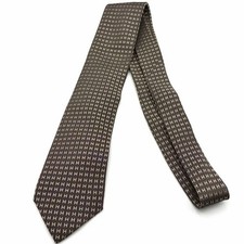 HERMES tie H pattern brown chocolate Fasone silk