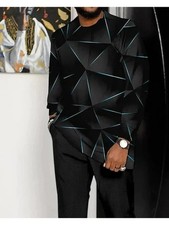 Men'S African-Inspired Ethnic Suit Set - XL to 6XL Sizes, Handmade Totem Print L