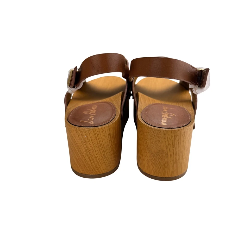 Сандалии на танкетке Sam Edelman Bentlee седло коричневая кожа крест ремень платформа - 12 - Изображение 4 из 4