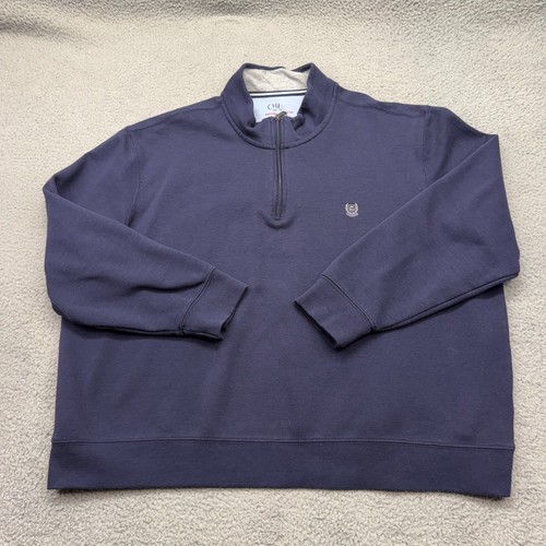 Chaps CM33LK175T Mens Size 4XB Navy Blue Natural Stretch Quarter-Zip Pullover
