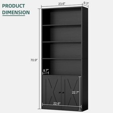 Bookshelf Industrial Bookshelves and Bookcases with Doors Floor Standing New
