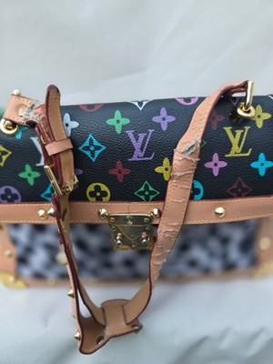 Louis Vuitton Multicolor Monogram Leopard Studded Shoulder Bag Clasp Zip