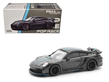 Pop Race 1:64 Porsche 992 Stinger GTR Carbon Edition with Blue Stripe PR640254