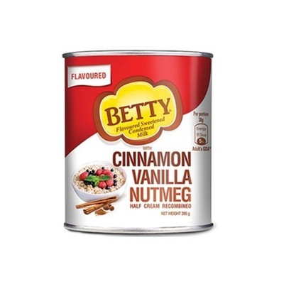 BETTY TIN MILK CINNAMON VANILLA NUTMEG 395G