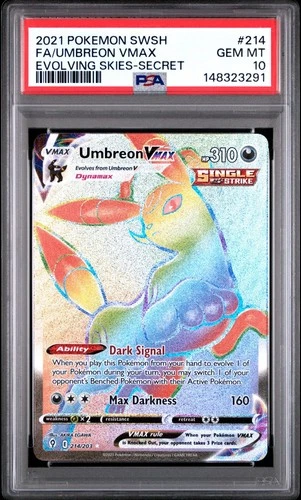 PSA 10 UMBREON VMAX 214/203 FULL ART SECRET EVOLVING SKIES POKEMON 🌑