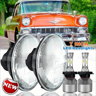 2pcs 7'' Round LED Headlights HIGH/LOW Beam for Chevrolet Bel Air 1950-1957