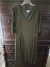 1-Coldwater Creek Evergreen Inverted Pleating Knit Maxi Dress - Size 2X (20-22)