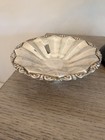 Vintage 800 Silver Pedestal Bowl Candy Nut Dish Scalloped Ornate Footed — photo 2