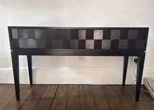Dark Stained Solid Oak Wood Console Table With Two Drawers
