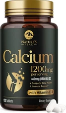 Calcium 1200mg with Vitamin D3 Supplement for Strong Bones & Muscle Support