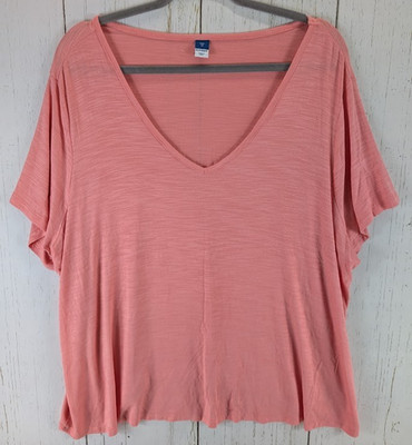 Old Navy Luxe Size 2X Coral Pink V Neck Short Sleeve Casual Womens Top