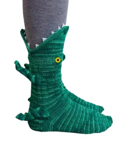 Calze animali a maglia divertenti creative a forma di coccodrillo squalo carpa regalo Natale - Foto 2 di 10