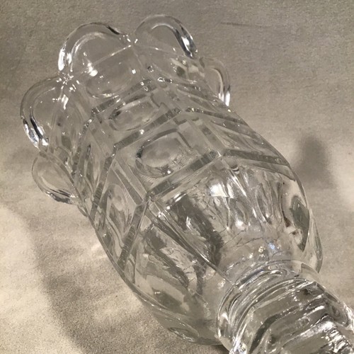 PV06826b Antique EAPG Flint Clear Union Glass BLOCK THUMBPRINT Celery Vase 9" - Picture 8 of 9