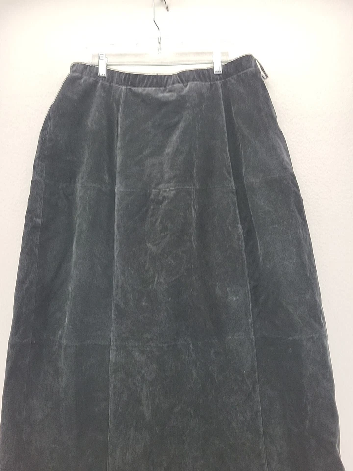 Dialogue Skirt Womens Black 20 Plus Suede Lined A-Line Straight Maxi Long - Image 2 of 4