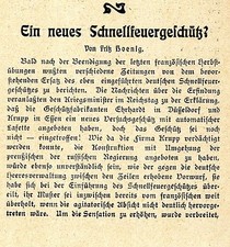 Fritz Hoenig Ein neues Schnellfeuergesch&uuml;tz? Historischer Leitartikel von1901