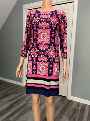 Vince Camuto size scoop neck stretch dress with 3/4 length