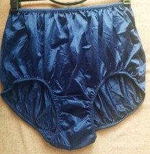 Blue Panty Vintage Underwear Woman Full Briefs Nylon Sissy 3L Waist 32"-40"
