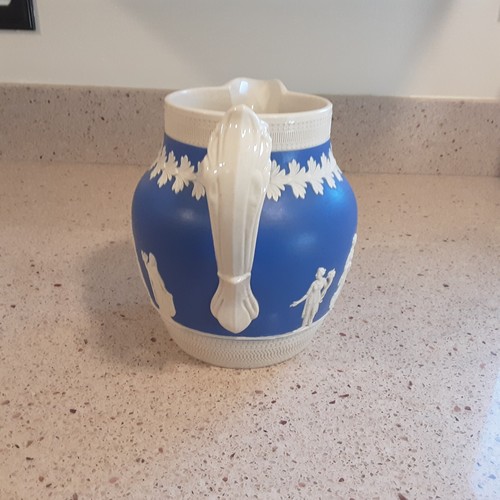 Copeland Made in England Blue & White Jasperware Pitcher ~ 6.5" Tall - Picture 4 of 10