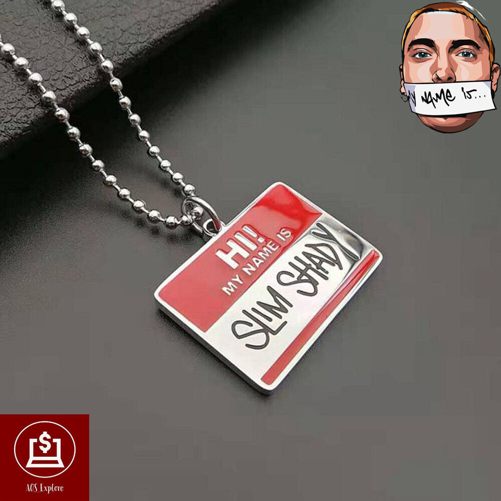 Men's EMINEM Rapper SLIM SHADY Silver Geometric Hip Hop Men's EMINEM Rapper SLIM SHADY Silver Geometric Hip Hop