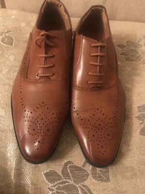 Dream Seek Leather Shoes Men Size 10 Brown Lace Up Dress Shoes Very Good Cond.
