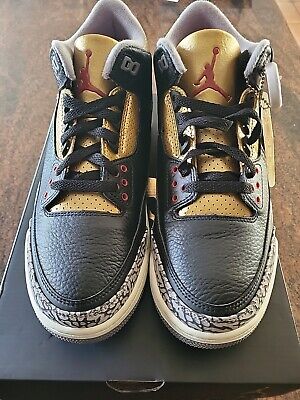 NIKE Air JORDAN 3 Retro Black Gold Cement (size 11 Women NIKE Air JORDAN 3 Retro Black Gold Cement (size 11 Women
