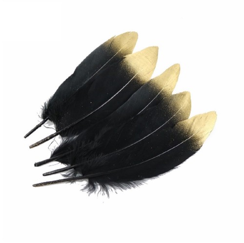 Large Gold Tip Beautiful Goose Feathers 15-20cm Fly Craft Hat Arts Decorations - Picture 6 of 25