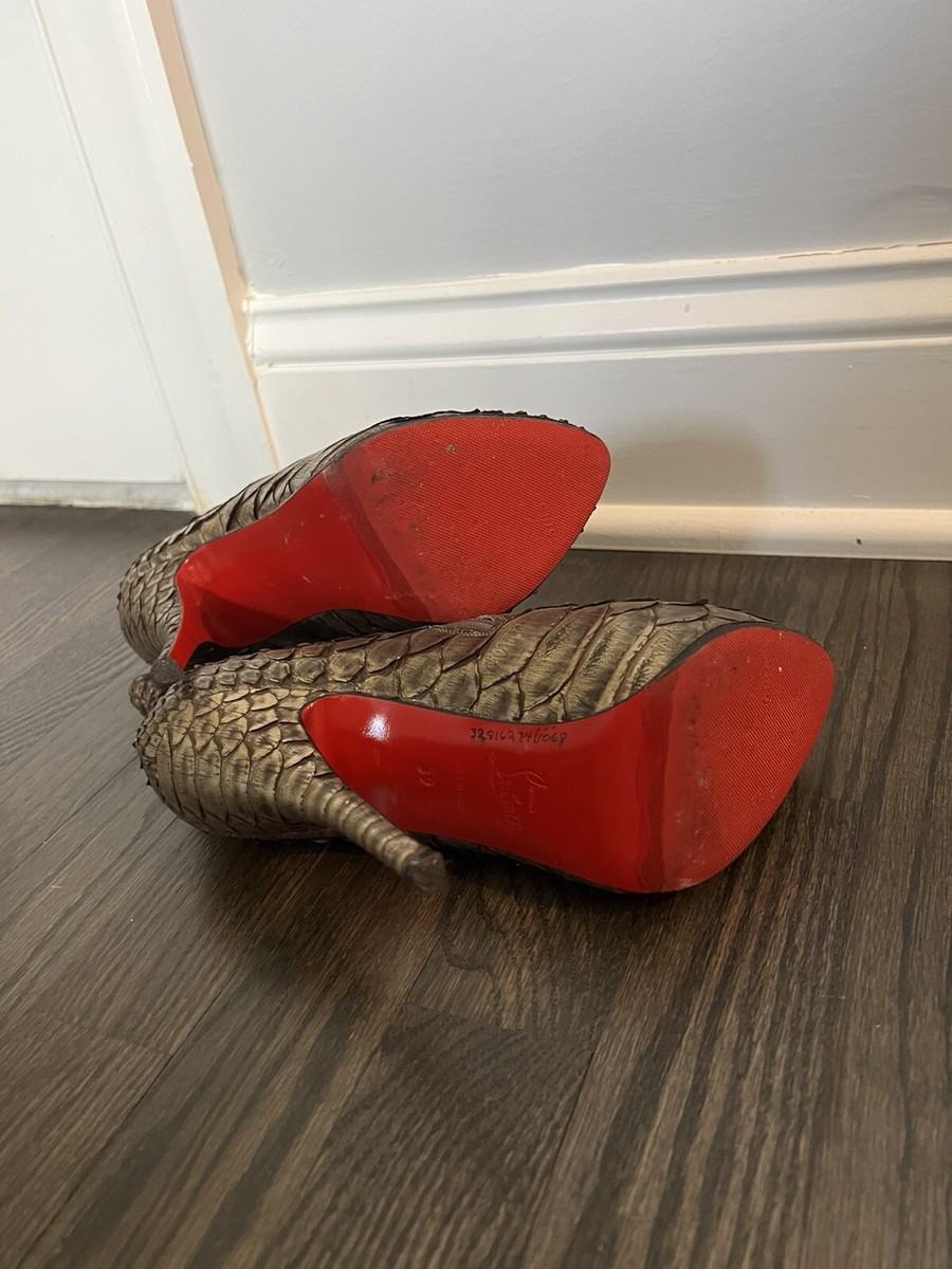 CHRISTIAN LOUBOUTIN Platform Ankle BOOTS FETICHA EXOTIC PYTHON