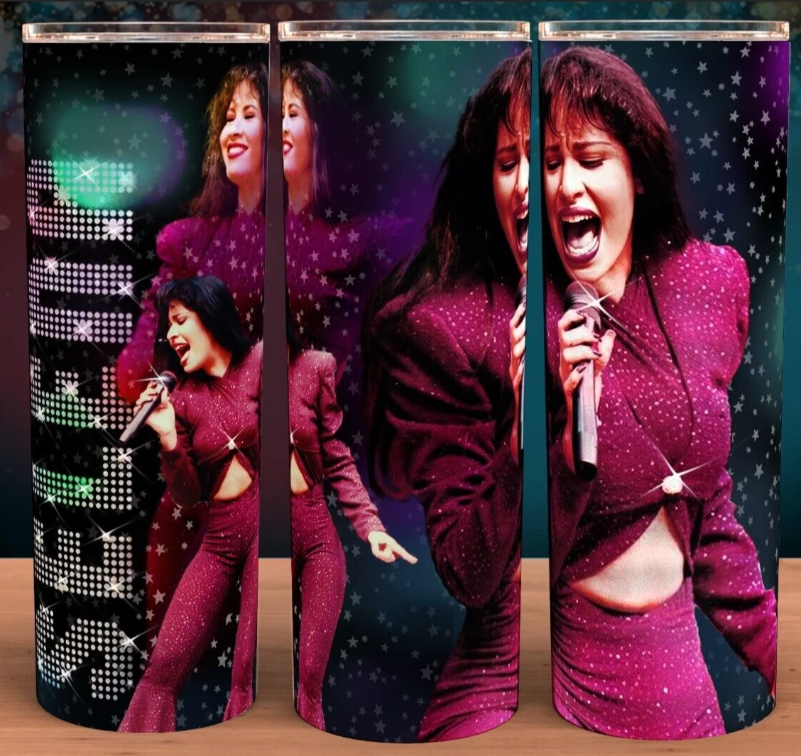 Selena Quintanilla Music Legend in Purple Dress Cup Mug Tumbler