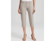 Eileen Fisher Organic Linen Natural Beige Cropped Cargo Pants
